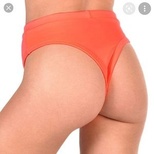iHeartRaves Neon Coral Thong Booty Short - NWOT